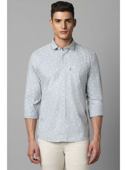 Louis Philippe - Men Blue Slim Fit Print Full Sleeves Casual Shirt