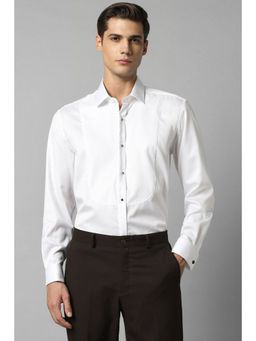 Louis Philippe - Men White Classic Fit Solid Full Sleeves Formal Shirt