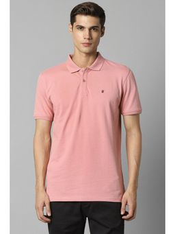 Louis Philippe - Men Peach Solid Polo Neck T-Shirt