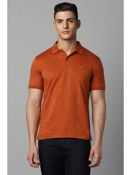 Louis Philippe - Men Orange Print Polo Neck T-Shirt