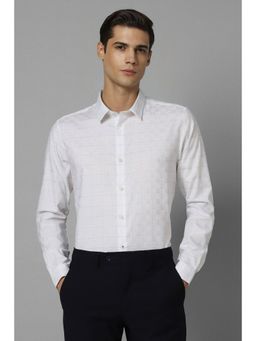 Louis Philippe - Men White Super Slim Fit Checks Full Sleeves Formal Shirt