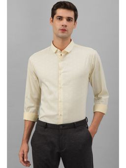 Louis Philippe - Men Yellow Super Slim Fit Textured Full Sleeves Casual Shirt
