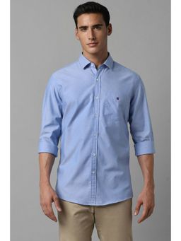 Louis Philippe - Men Blue Slim Fit Solid Full Sleeves Casual Shirt