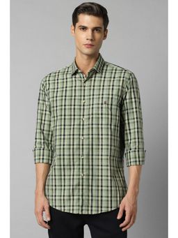 Louis Philippe - Men Green Slim Fit Check Full Sleeves Casual Shirt