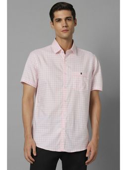 Louis Philippe - Men Pink Slim Fit Check Half Sleeves Casual Shirt