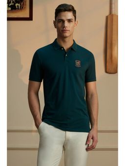 Peter England - Men Green Solid Cotton Rich Polo T-Shirt