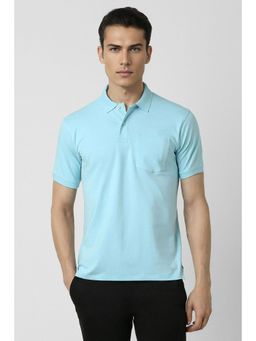 Peter England - Men Blue Print Polo Neck T-Shirt