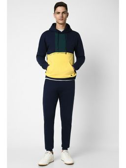 Peter England - Men Navy Colorblock Casual Sweatshirt Joggers (Set of 2)