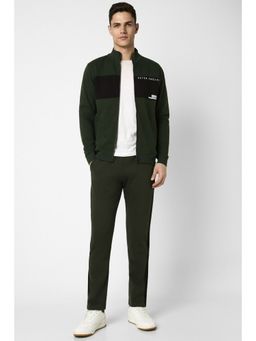 Peter England - Men Green Printed Casual Sweatshirt Track Pants (Set of 2)