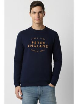 Peter England - Men Navy Print Crew Neck Sweatshirt