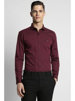 Peter England - Men Maroon Super Slim Fit Full Sleeves Formal Shirt