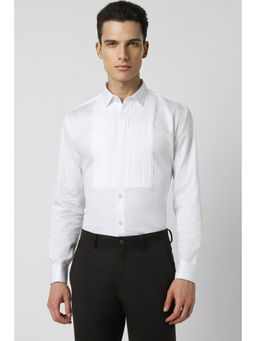 Van Heusen - Men White Slim Fit Solid Full Sleeves Party Shirt