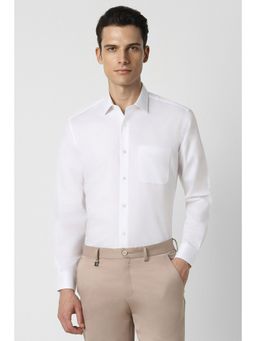 Van Heusen - Men White Regular Fit Textured Full Sleeves Formal Shirt