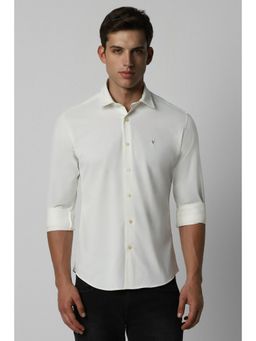 Van Heusen - Men White Slim Fit Solid Full Sleeves Casual Shirt