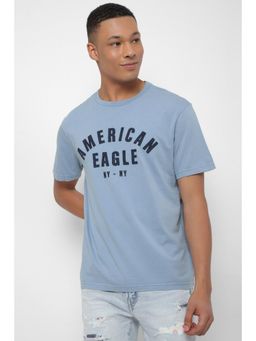 American Eagle - Men Blue Super Soft Logo Graphic T-Shirt
