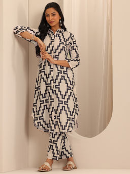 Libas - White Abstract Printed Co-Ord (Set of 2)