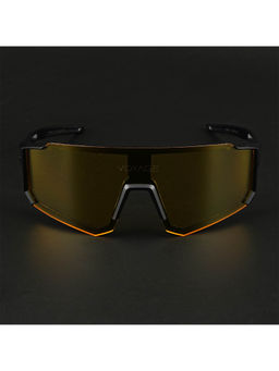 Voyage - Unisex Yellow Lens Black Frame Wrap Sunglasses - MG5618
