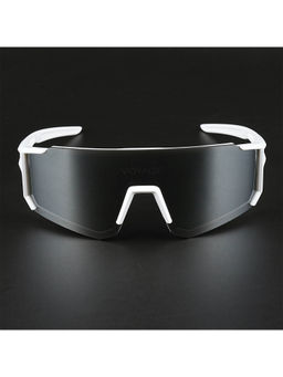 Voyage - Unisex Black Lens White Frame Wrap Sunglasses - MG5620