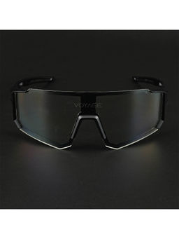 Voyage - Unisex Black Lens Black Frame Wrap Sunglasses - MG5622