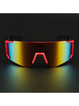 Voyage - Unisex Multi-Color Lens Red Frame Wrap Sunglasses - MG5624