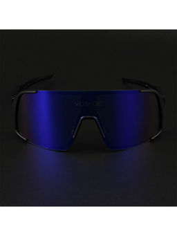 Voyage - Unisex Blue Lens Black Frame Wrap Sunglasses - MG5627