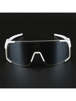 Voyage - Unisex Grey Lens White Frame Wrap Sunglasses - MG5632