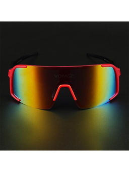 Voyage - Unisex Multi-Color Lens Red Frame Wrap Sunglasses - MG5633