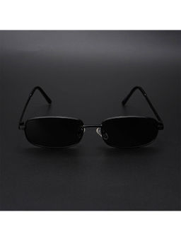 Voyage - Unisex Black Lens Black Frame Rectangle Sunglasses - MG5845