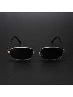 Voyage - Unisex Black Lens Gold Frame Rectangle Sunglasses - MG5846