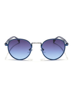 Voyage - Unisex Blue Lens Blue Frame Round Sunglasses - MG5789