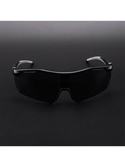 Voyage - Unisex Black Lens Black Frame Wrap Sunglasses - MG5773