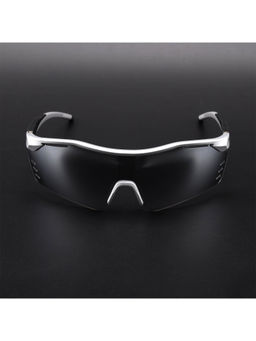 Voyage - Unisex Black Lens Silver Frame Wrap Sunglasses - MG5775