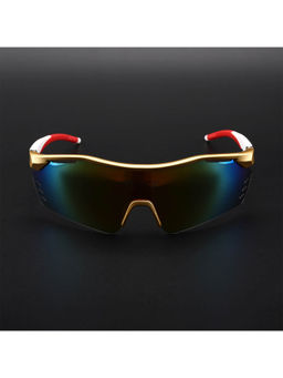 Voyage - Unisex Multi-Color Lens Gold Frame Wrap Sunglasses - MG5779