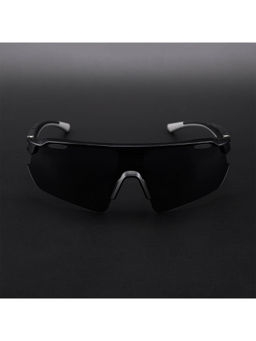 Voyage - Unisex Black Lens Black Frame Wrap Sunglasses - MG5780