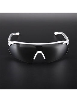 Voyage - Unisex Black Lens Silver Frame Wrap Sunglasses - MG5782