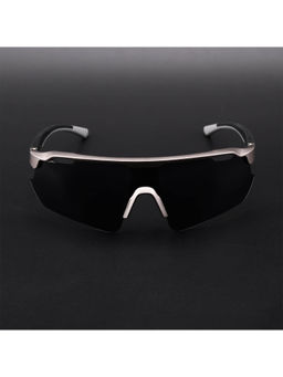 Voyage - Unisex Black Lens Grey Frame Wrap Sunglasses - MG5783