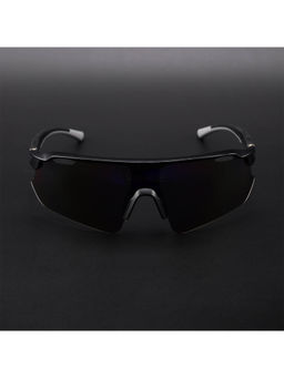 Voyage - Unisex Black Lens Black Frame Wrap Sunglasses - MG5784