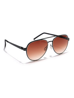 Voyage - Unisex Brown Lens Black Frame Aviator Sunglasses - MG5605
