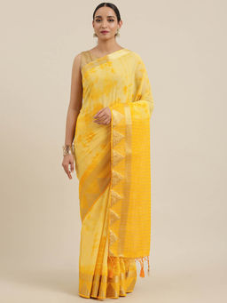 Mimosa - Women Mysore Silk Chiffon Saree With Unstitched Blouse