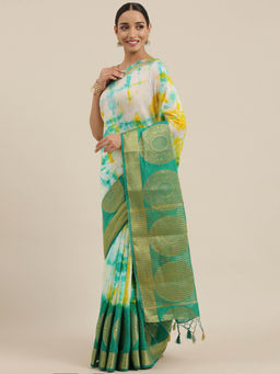 Mimosa - Women Banarasi Linen Saree With Unstitched Blouse