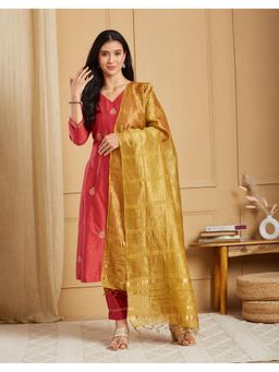 Fabindia - Women Gold Silk Blend Stripe Dupatta