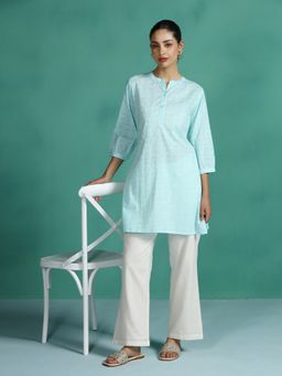Shree - Women Cotton Aqua Stripe Print Kurti