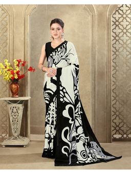 SATRANI - Off White Women Printed Silk Saree With Unstitched Blouse