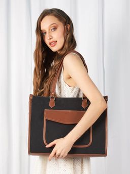 MINI WESST - Go Socials Canvas Black Tote Bag