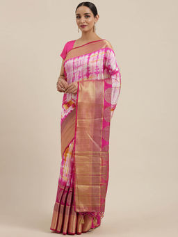 Mimosa - Women Banarasi Linen Saree With Unstitched Blouse