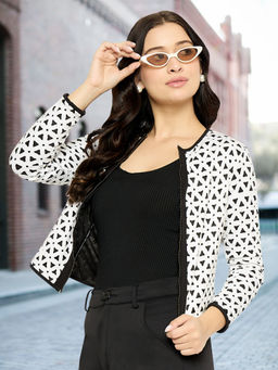 Martini - White Laser Cut Women Western Jacket