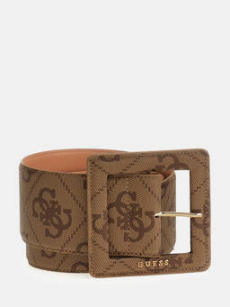 Guess - Women Brown Polyester Logo Belt