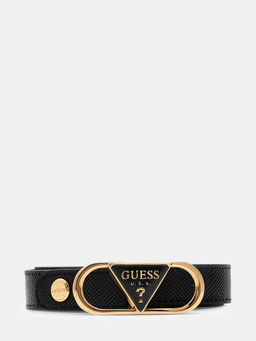 Guess - Women Black Polyester Textured Belt