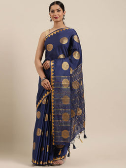 Mimosa - Women Mysore Silk Style Crepe Saree With Unstitched Blouse