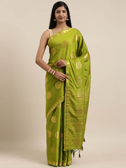 Mimosa - Women Mysore Silk Style Crepe Saree With Unstitched Blouse
